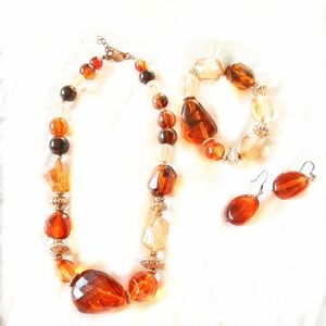 Brand new chunky Amber jewelry set